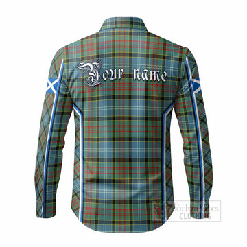 Cathcart Tartan Crest Long Sleeve Button Shirts Scotland Coat of Arm Flag Style