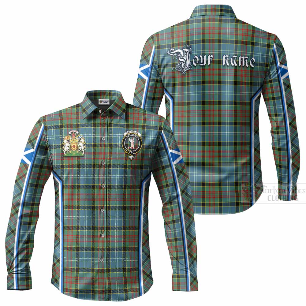 Cathcart Tartan Crest Long Sleeve Button Shirts Scotland Coat of Arm Flag Style - Tartan Vibes Clothing