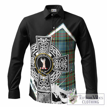 Cathcart Tartan Crest Long Sleeve Button Shirts Scottish Celtic Cross Heritage