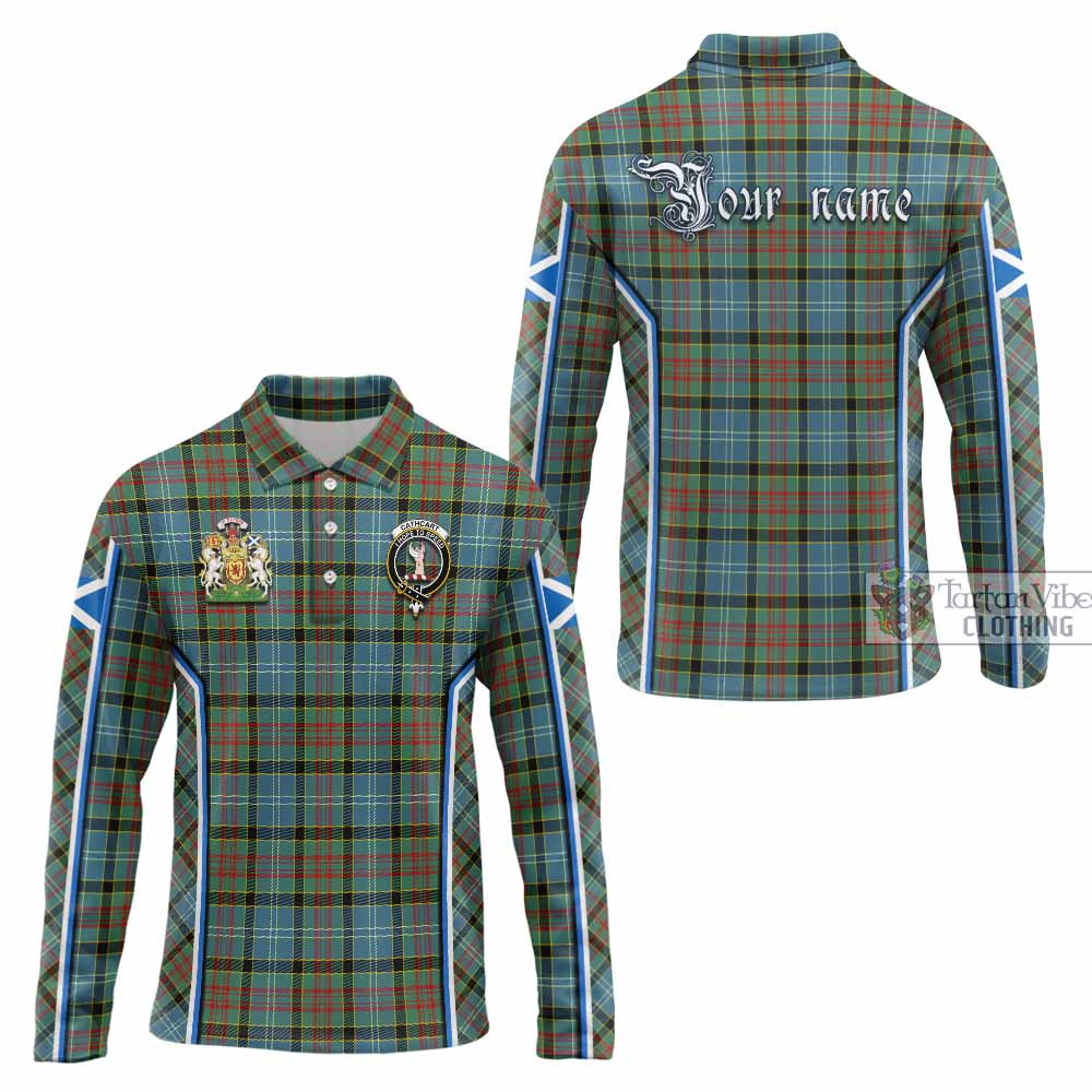 Cathcart Tartan Crest Long Sleeve Polo Shirt Scotland Coat of Arm Flag Style - Tartan Vibes Clothing