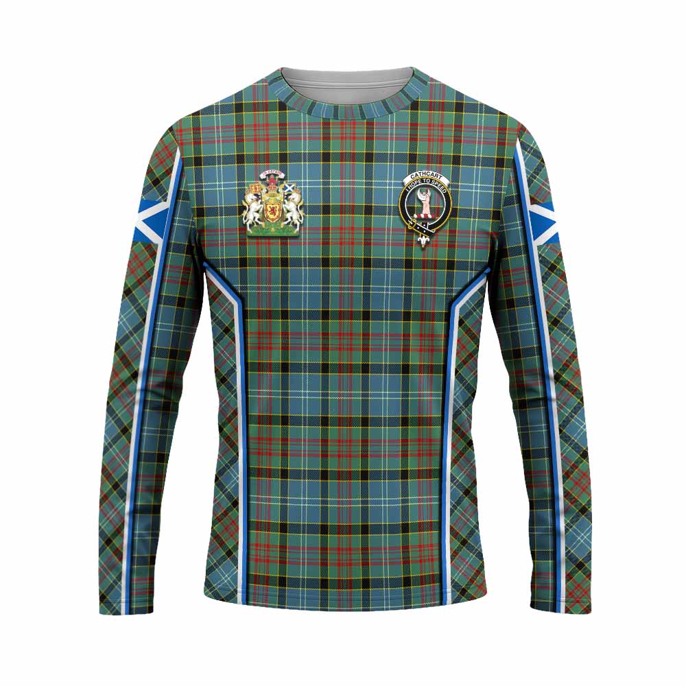 Cathcart Tartan Crest Long Sleeve T-Shirt Scotland Coat of Arm Flag Style - Tartan Vibes Clothing