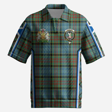 Cathcart Tartan Crest Men’s Polo Sweater Top Scotland Coat of Arm Flag Style