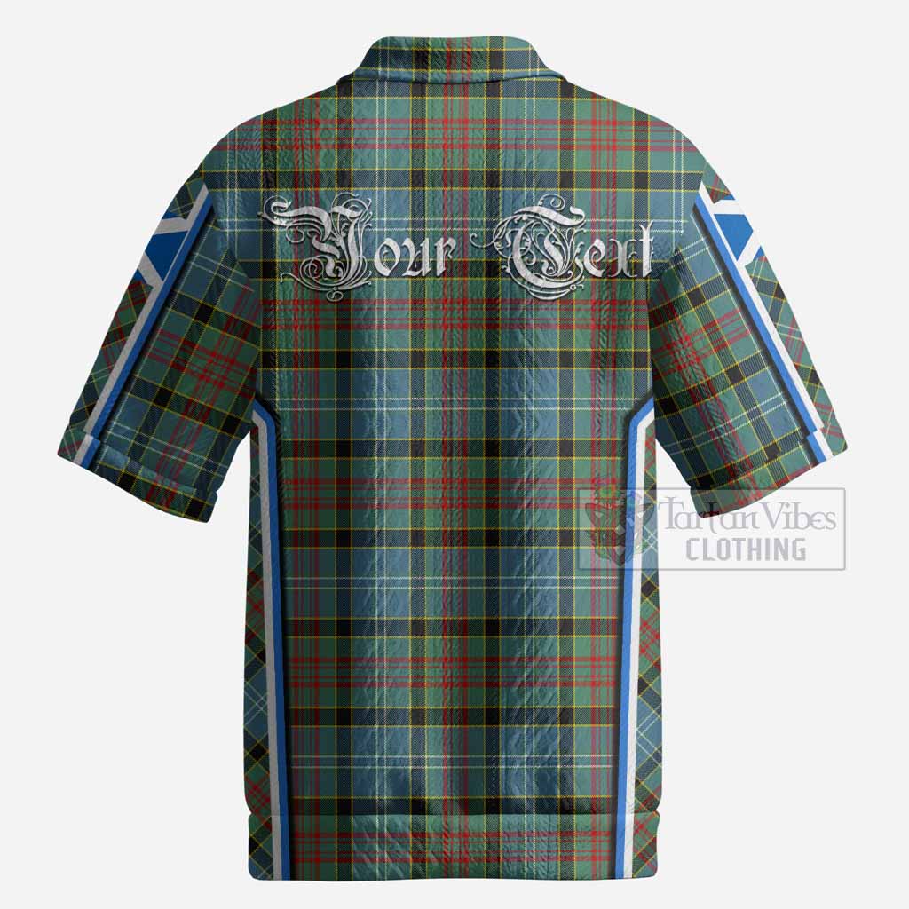 Cathcart Tartan Crest Men’s Polo Sweater Top Scotland Coat of Arm Flag Style
