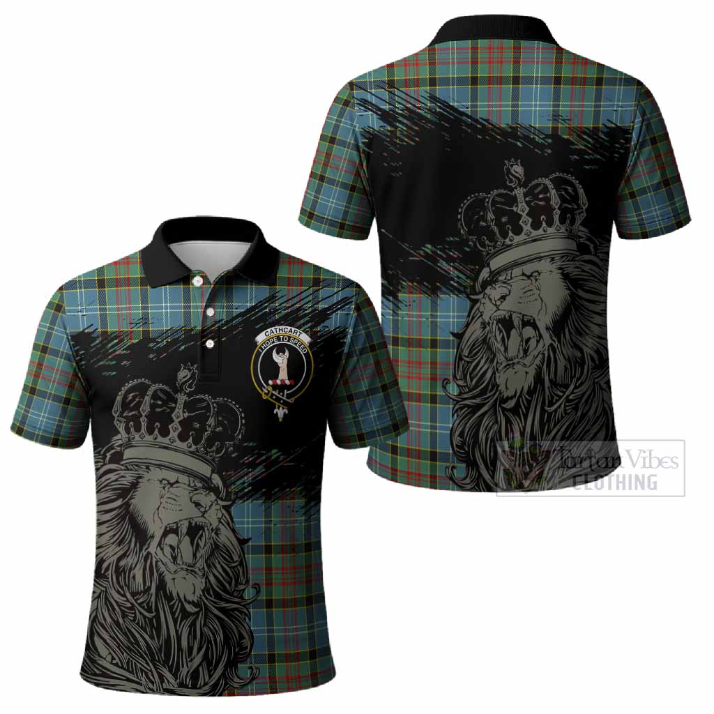 Cathcart Tartan Crest Polo Shirt Crowned Lion Heritage Style