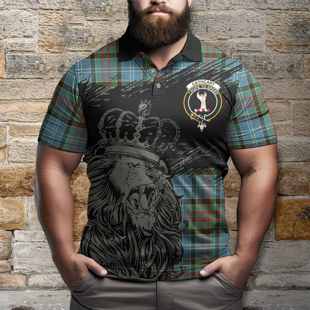 Cathcart Tartan Crest Polo Shirt Crowned Lion Heritage Style