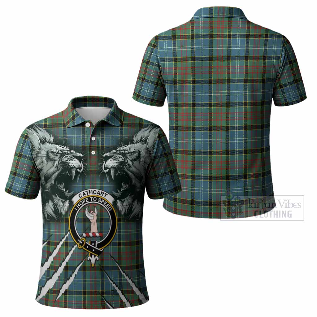 Cathcart Tartan Crest Polo Shirt Ferocious Lion Style