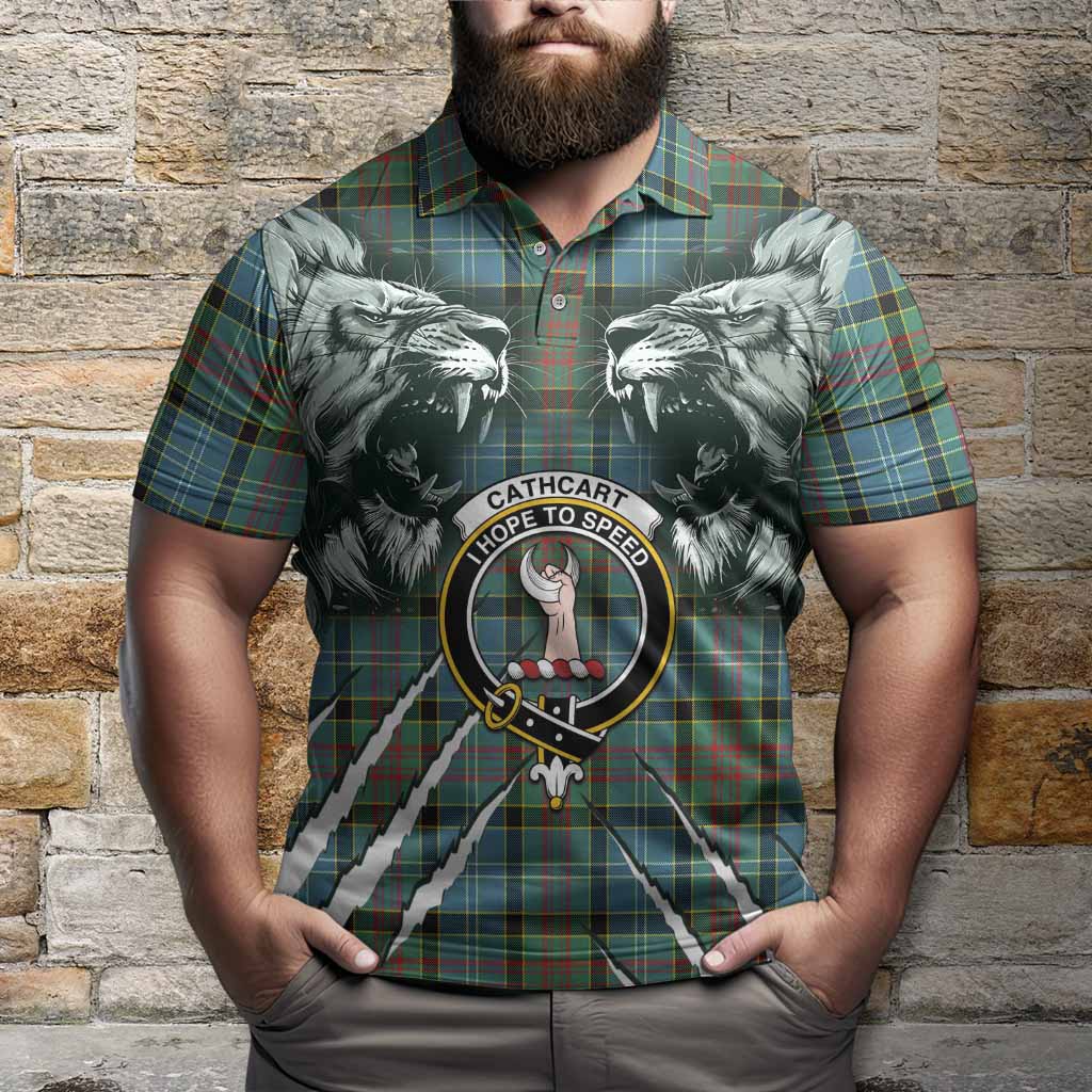 Cathcart Tartan Crest Polo Shirt Ferocious Lion Style