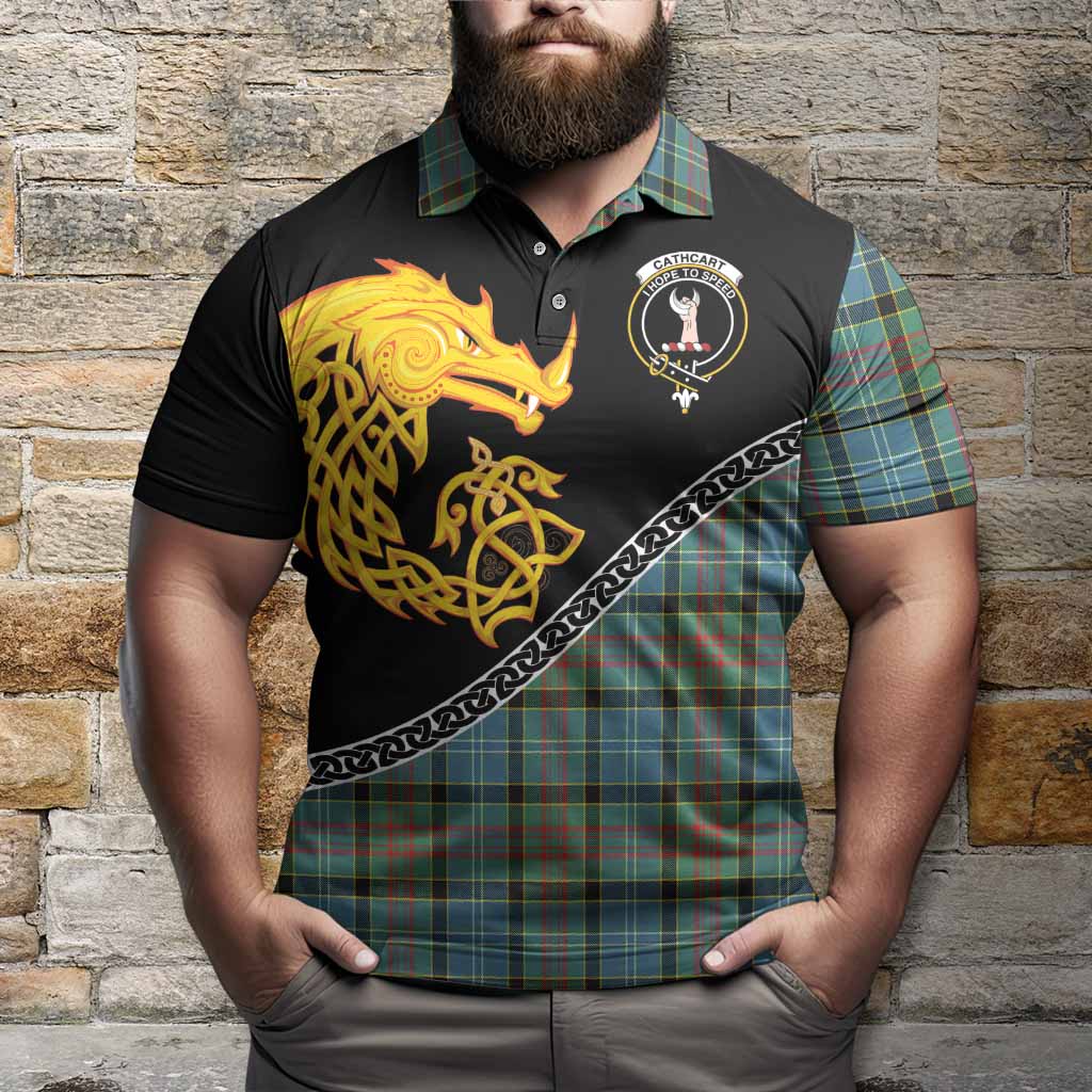 Cathcart Tartan Crest Polo Shirt Legendary Dragon Knot Half Style