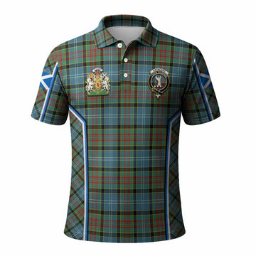 Cathcart Tartan Crest Polo Shirt Scotland Coat of Arm Flag Style