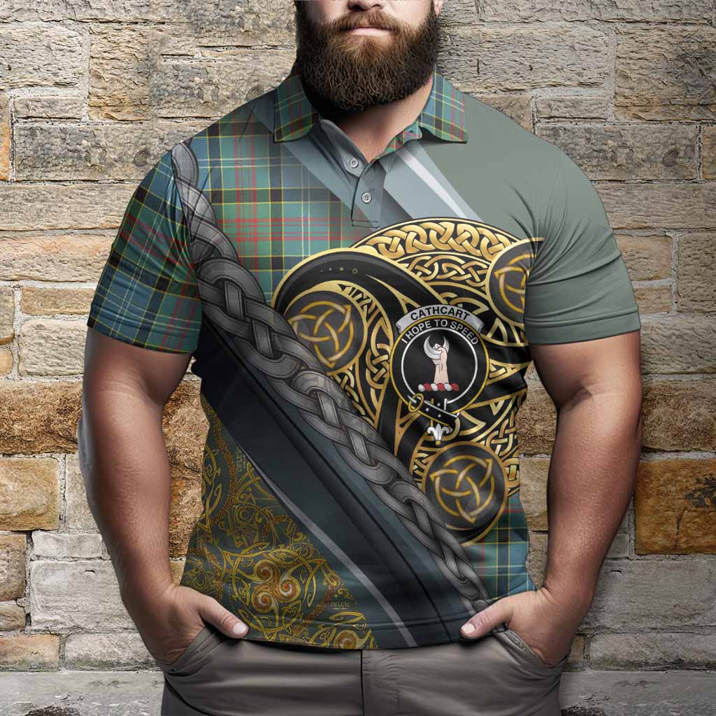 Cathcart Tartan Crest Polo Shirt Scottish Triskele Celtic