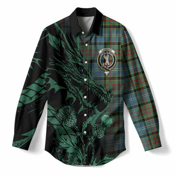 Cathcart Tartan Crest Scottish Women Casual Shirt Dragon and Thistle