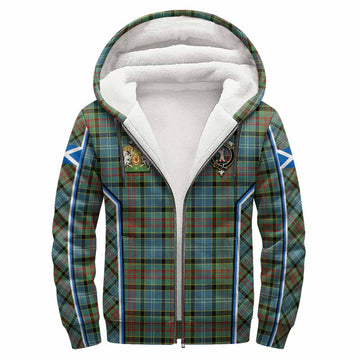 Cathcart Tartan Crest Sherpa Hoodie Scotland Coat of Arm Flag Style