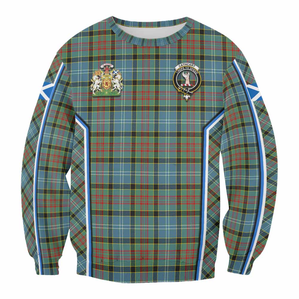 Cathcart Tartan Crest Sweatshirt Scotland Coat of Arm Flag Style - Tartan Vibes Clothing