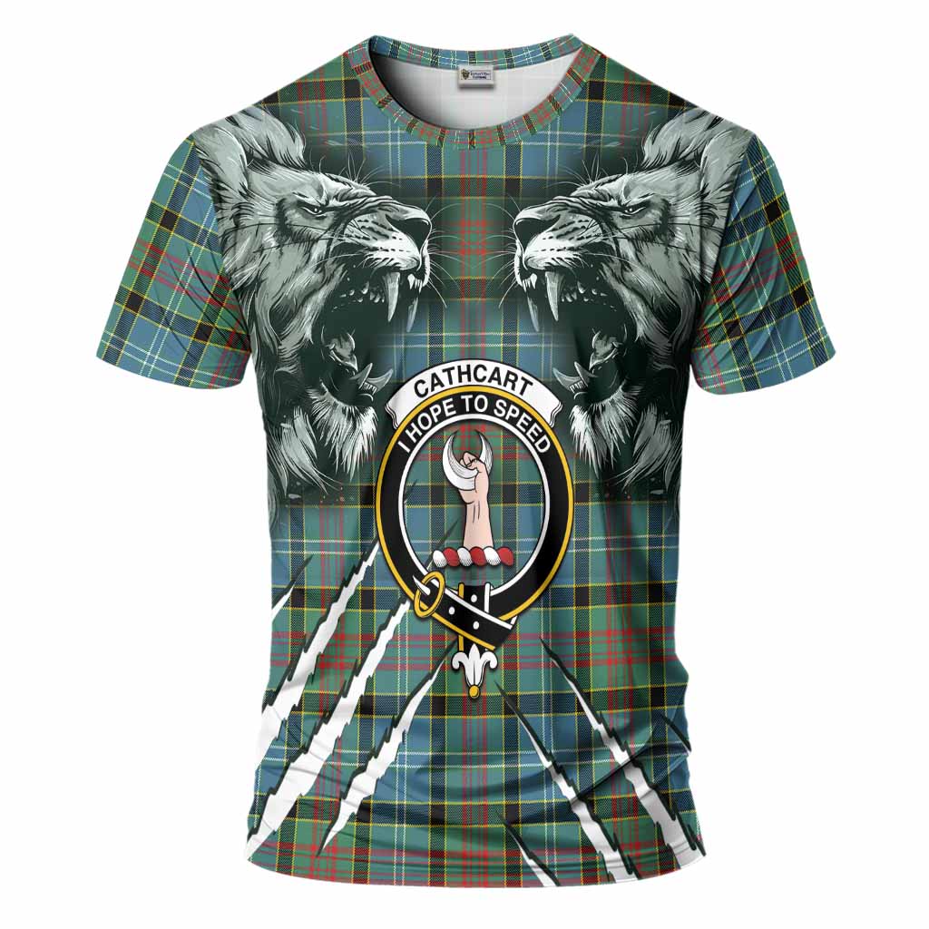 Cathcart Tartan Crest T-Shirt Ferocious Lion Style