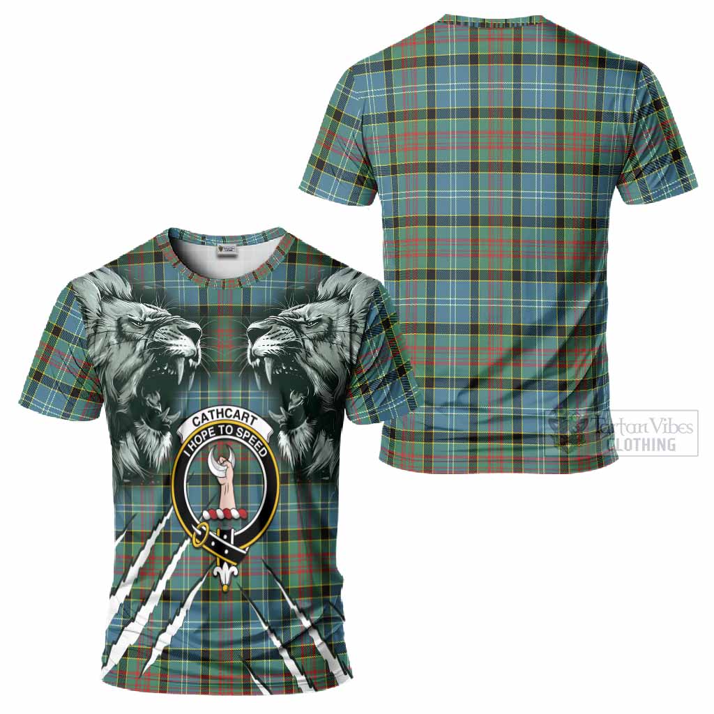 Cathcart Tartan Crest T-Shirt Ferocious Lion Style