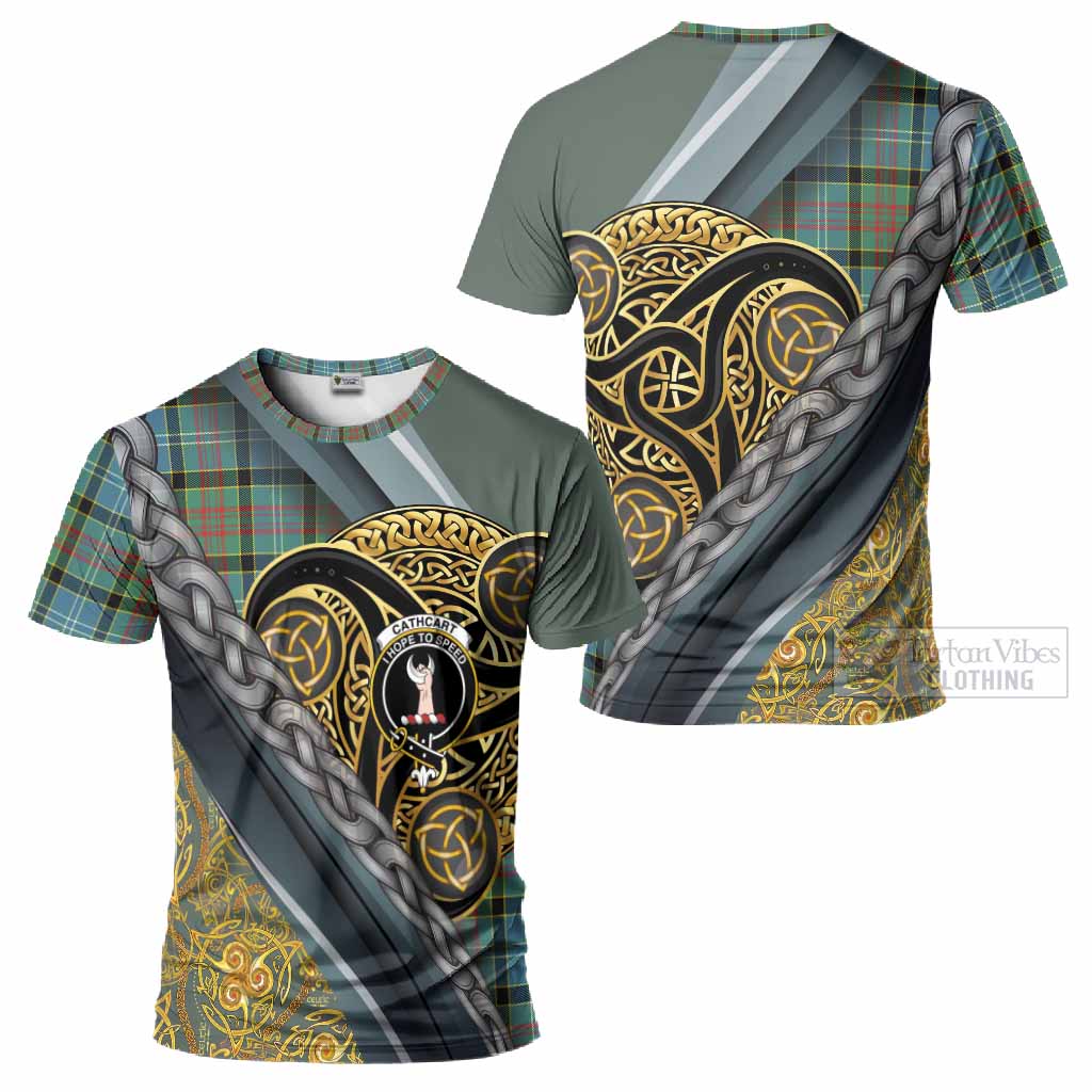 Cathcart Tartan Crest T-Shirt Scottish Triskele Celtic
