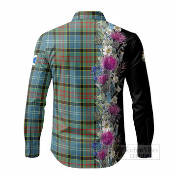 Cathcart Tartan Crest Thistle Floral Long Sleeve Button Shirts