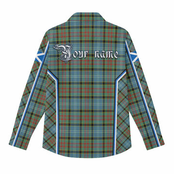 Cathcart Tartan Crest Women Casual Shirt Scotland Coat of Arm Flag Style
