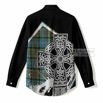 Cathcart Tartan Crest Women Casual Shirt Scottish Celtic Cross Heritage