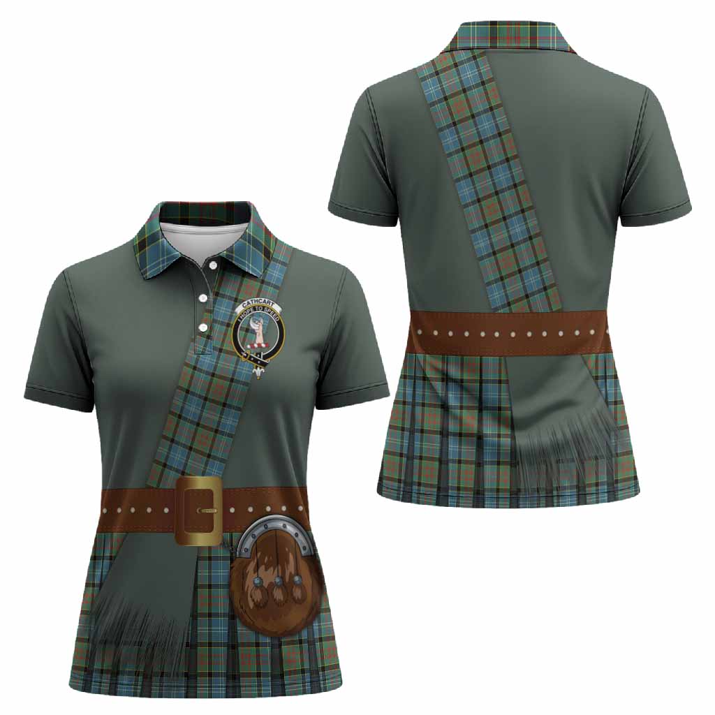 Cathcart Tartan Crest Women Polo Shirt Kilt Costume Style