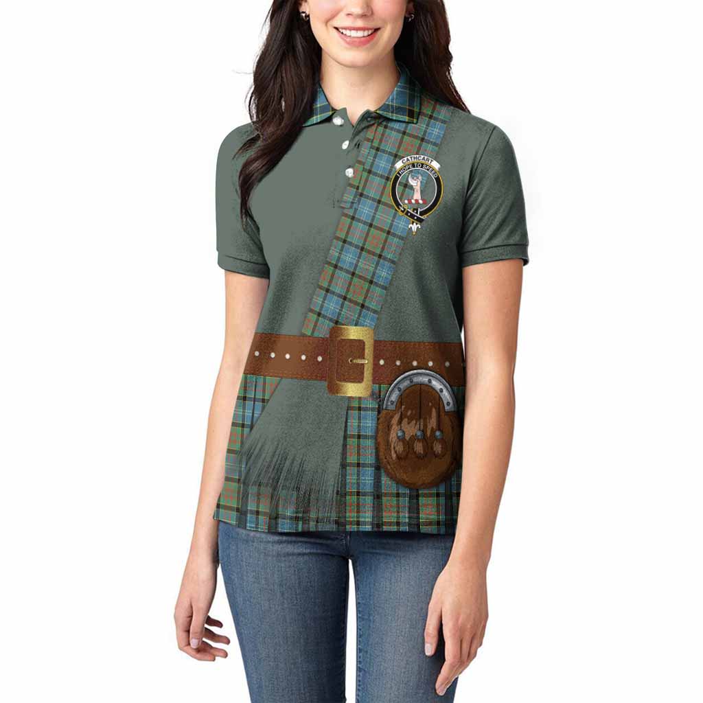 Cathcart Tartan Crest Women Polo Shirt Kilt Costume Style