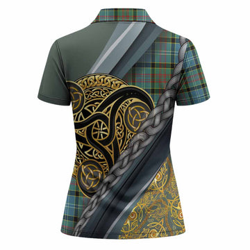 Cathcart Tartan Crest Women Polo Shirt Scottish Triskele Celtic