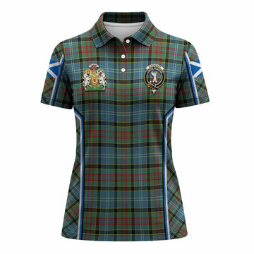 Cathcart Tartan Crest Women's Polo Shirt Scotland Coat of Arm Flag Style