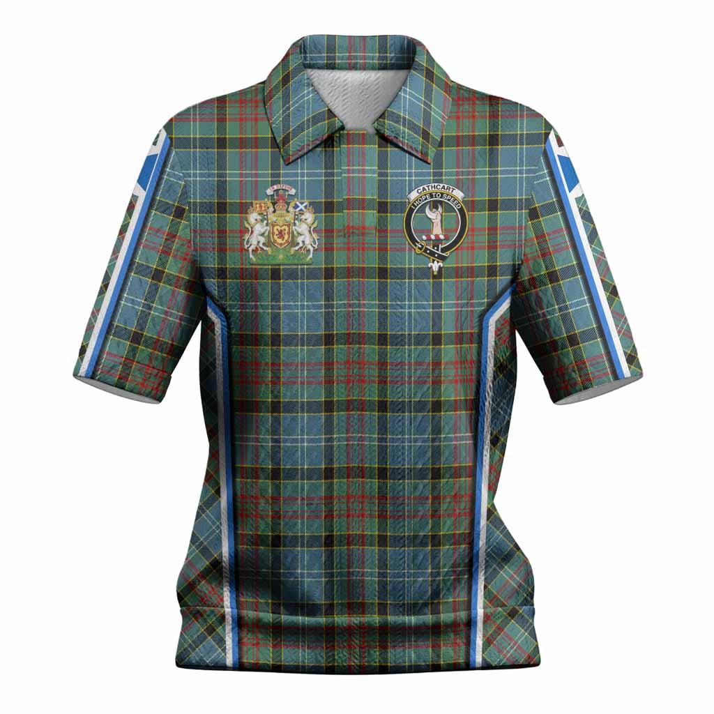 Cathcart Tartan Crest Women’s Polo Sweater Top Scotland Coat of Arm Flag Style