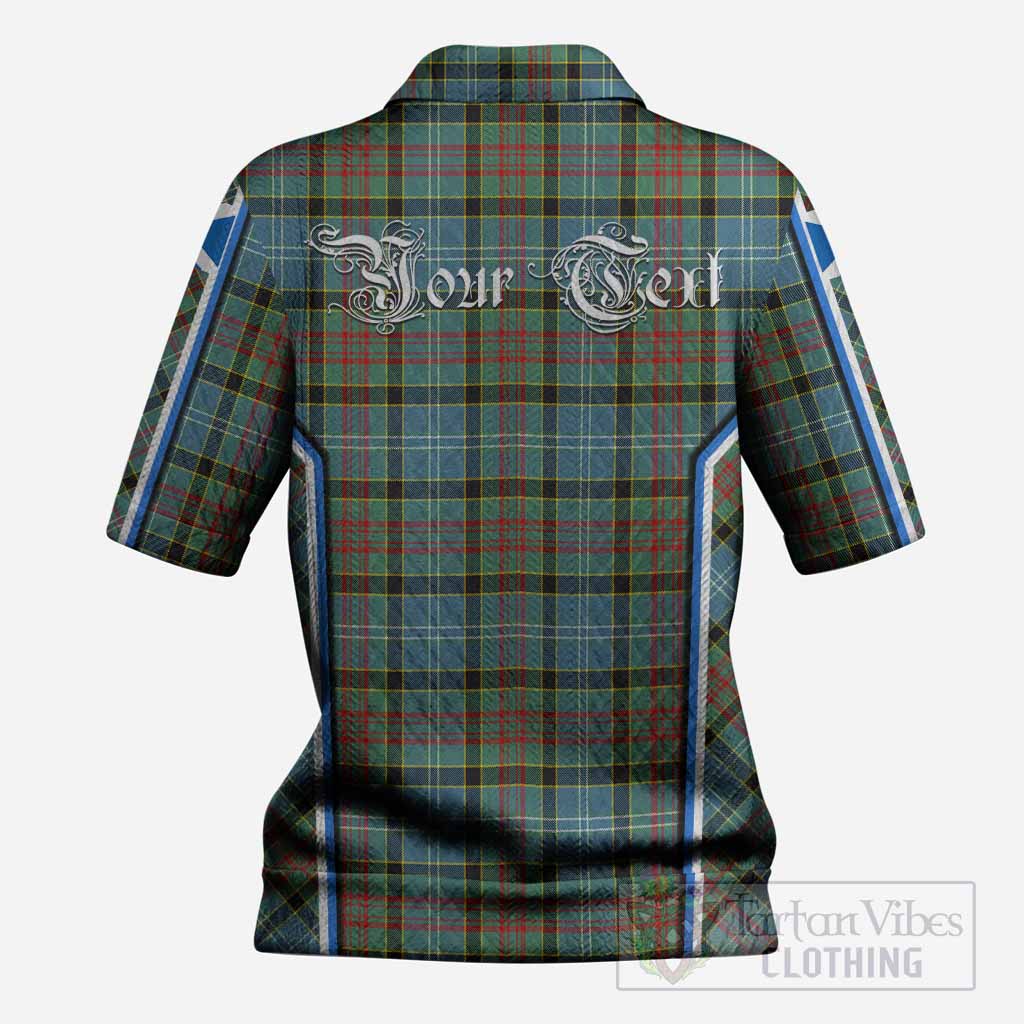 Cathcart Tartan Crest Women’s Polo Sweater Top Scotland Coat of Arm Flag Style