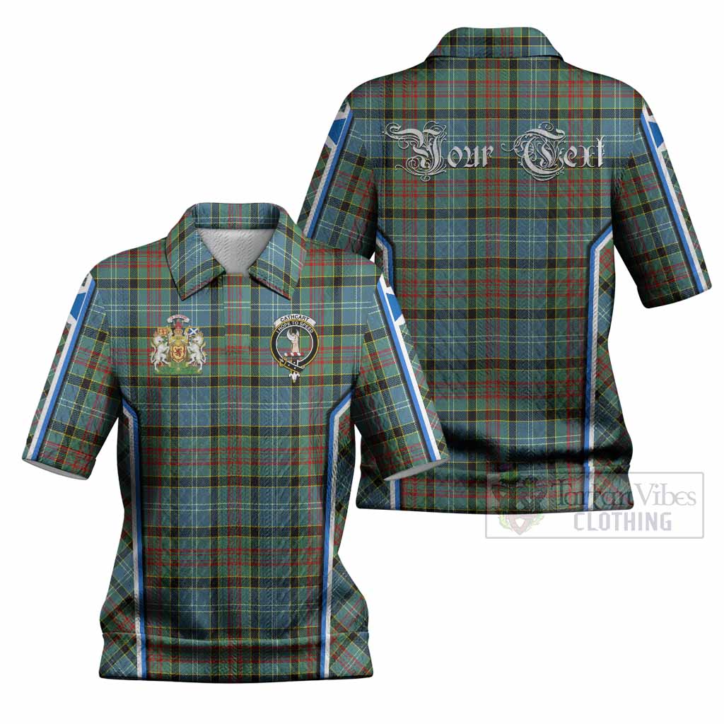 Cathcart Tartan Crest Women’s Polo Sweater Top Scotland Coat of Arm Flag Style