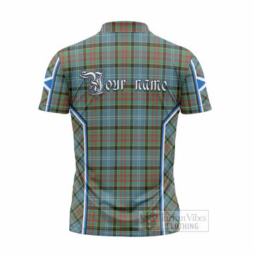 Cathcart Tartan Crest Zipper Polo Shirt Scotland Coat of Arm Flag Style - Tartan Vibes Clothing
