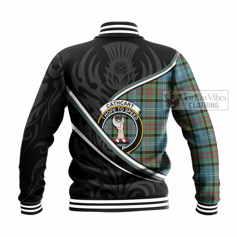 Cathcart Tartan Family Crest Baseball Jacket Celtic Scottish Thistle Floral - Tartan Vibes Clothing