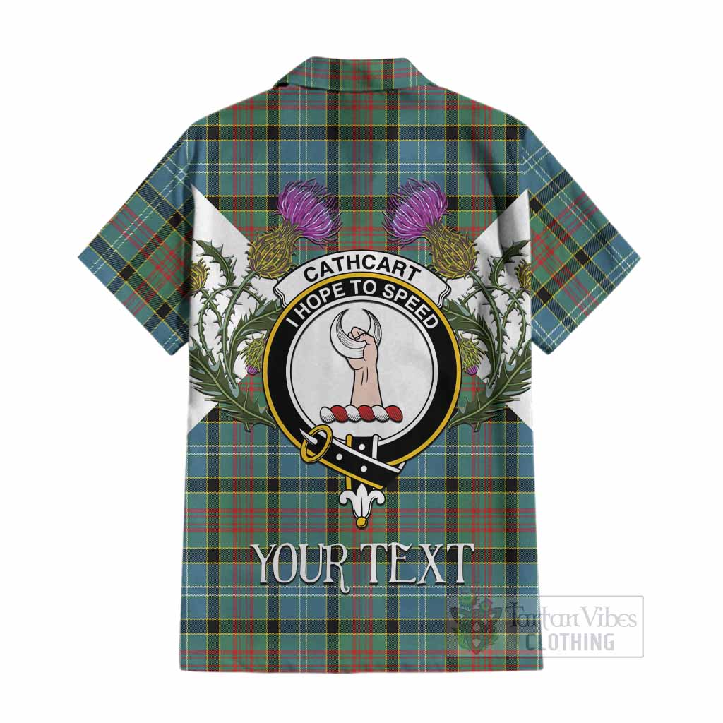 Cathcart Tartan Family Crest Cotton Hawaiian Shirt Scottish Burns Night Thistle Floral