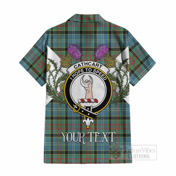 Cathcart Tartan Family Crest Cotton Hawaiian Shirt Scottish Burns Night Thistle Floral