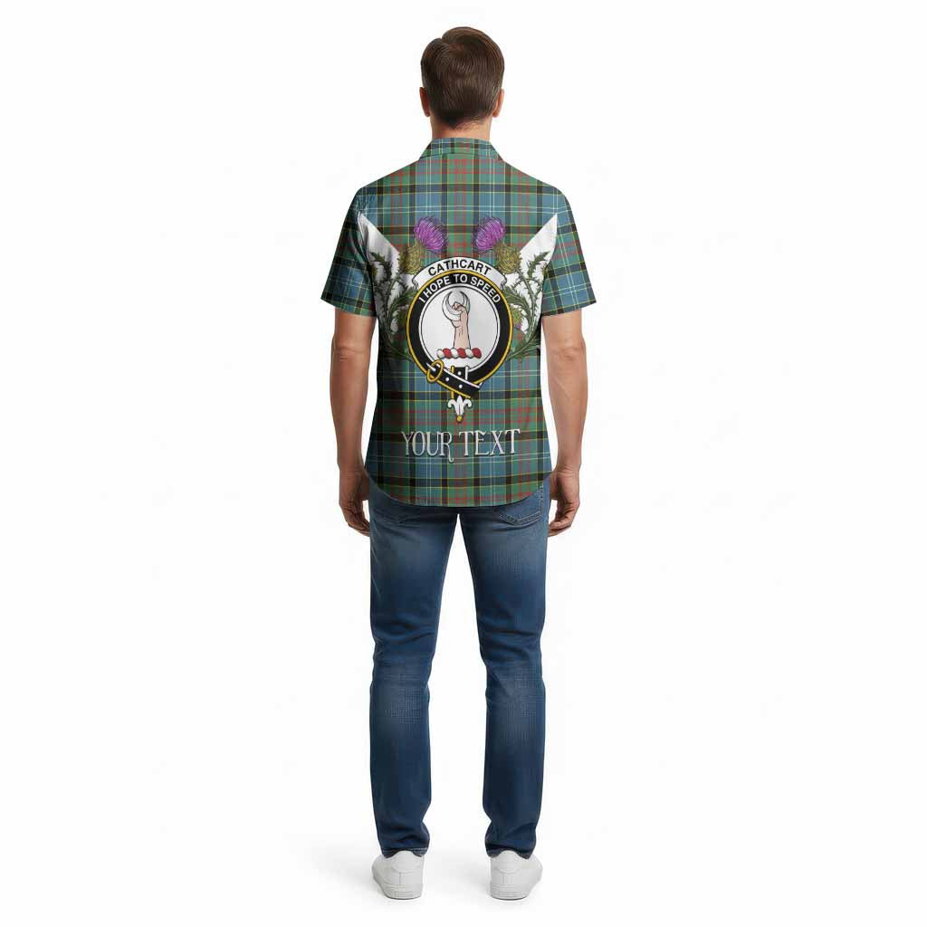 Cathcart Tartan Family Crest Cotton Hawaiian Shirt Scottish Burns Night Thistle Floral