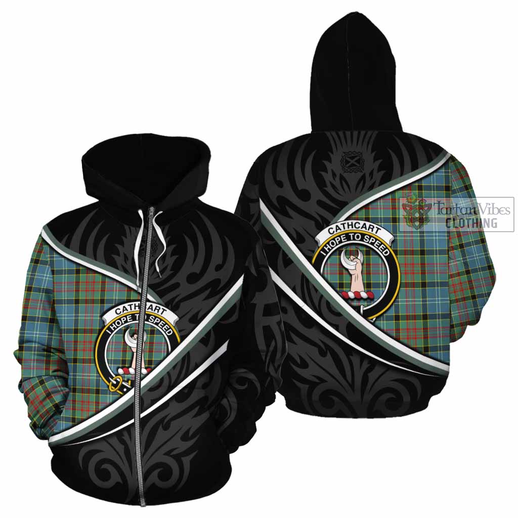 Cathcart Tartan Family Crest Cotton Hoodie Celtic Scottish Thistle Floral - Tartan Vibes Clothing