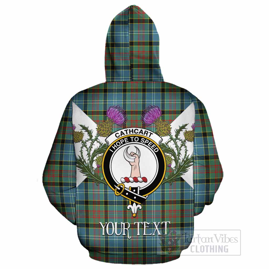 Cathcart Tartan Family Crest Cotton Hoodie Scottish Burns Night Thistle Floral