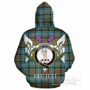 Cathcart Tartan Family Crest Cotton Hoodie Scottish Burns Night Thistle Floral
