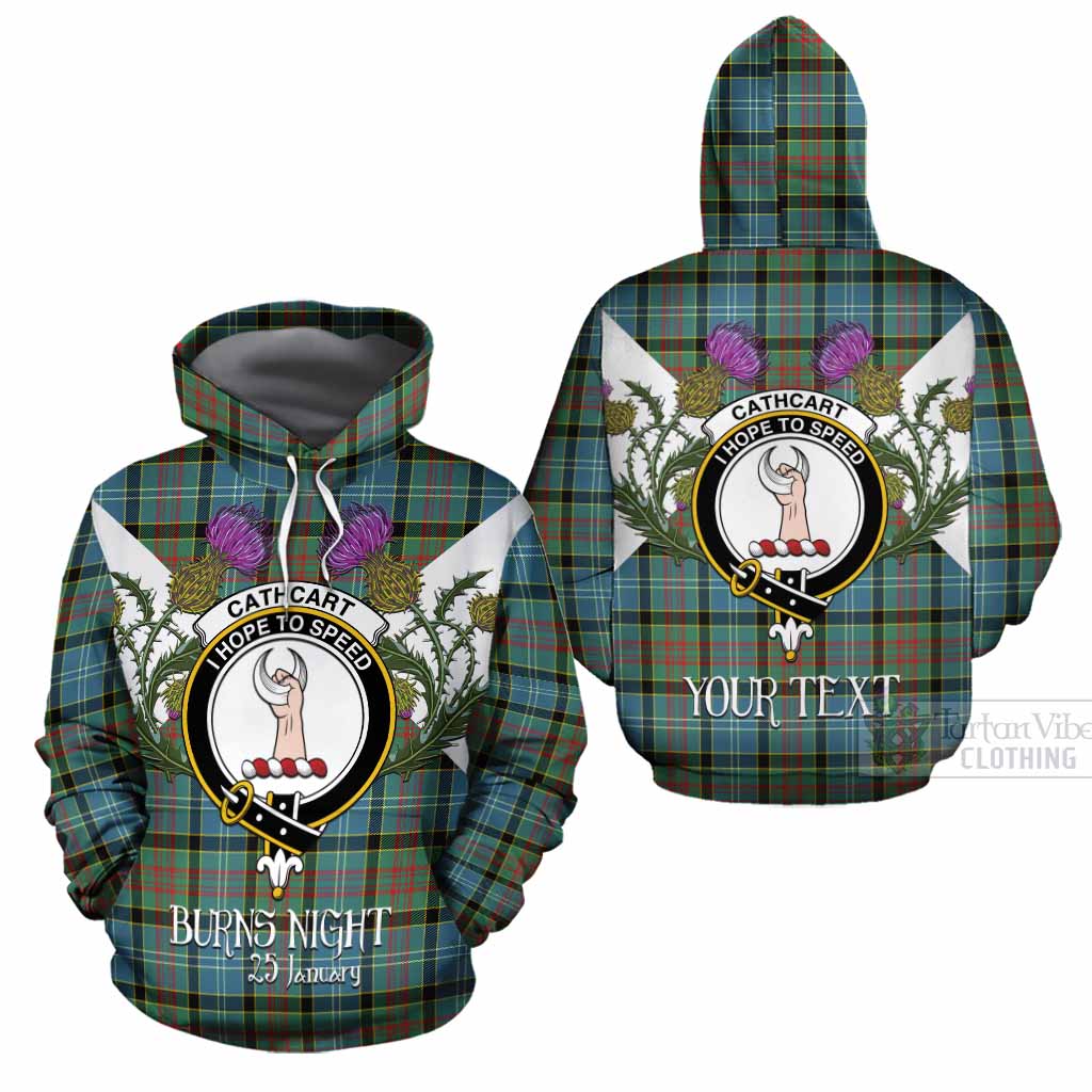Cathcart Tartan Family Crest Cotton Hoodie Scottish Burns Night Thistle Floral