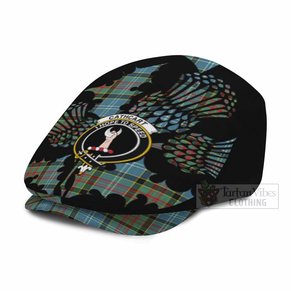 Cathcart Tartan Family Crest Flat Cap, Jeff Cap Scotland Thistle Floral