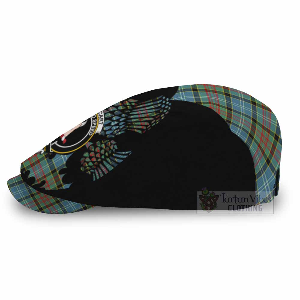 Cathcart Tartan Family Crest Flat Cap, Jeff Cap Scotland Thistle Floral