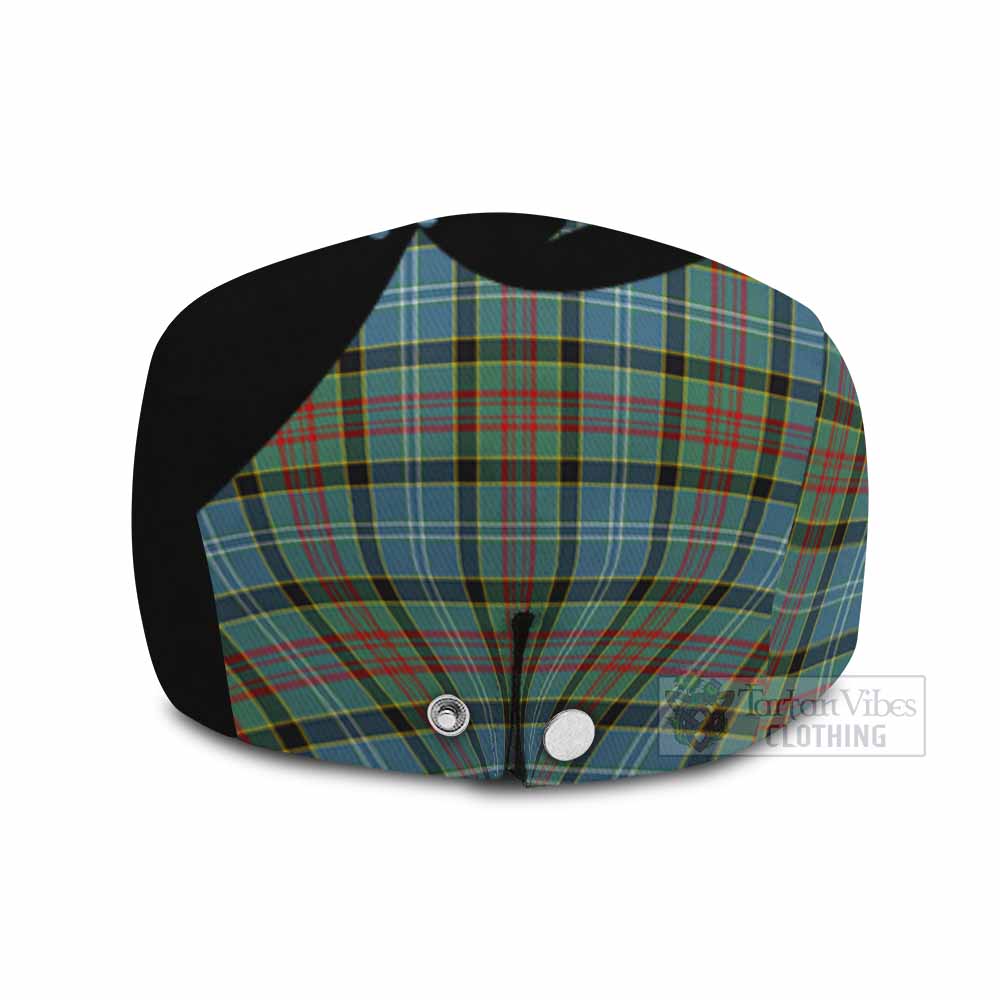 Cathcart Tartan Family Crest Flat Cap, Jeff Cap Scotland Thistle Floral