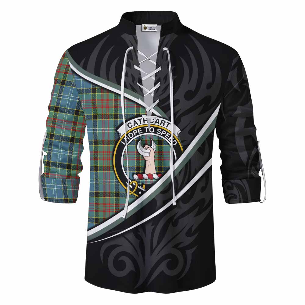 Cathcart Tartan Family Crest Ghillie Kilt Shirt Celtic Scottish Thistle Floral - Tartan Vibes Clothing