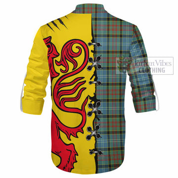 Cathcart Tartan Family Crest Ghillie Kilt Shirt Lion Rampant Honor