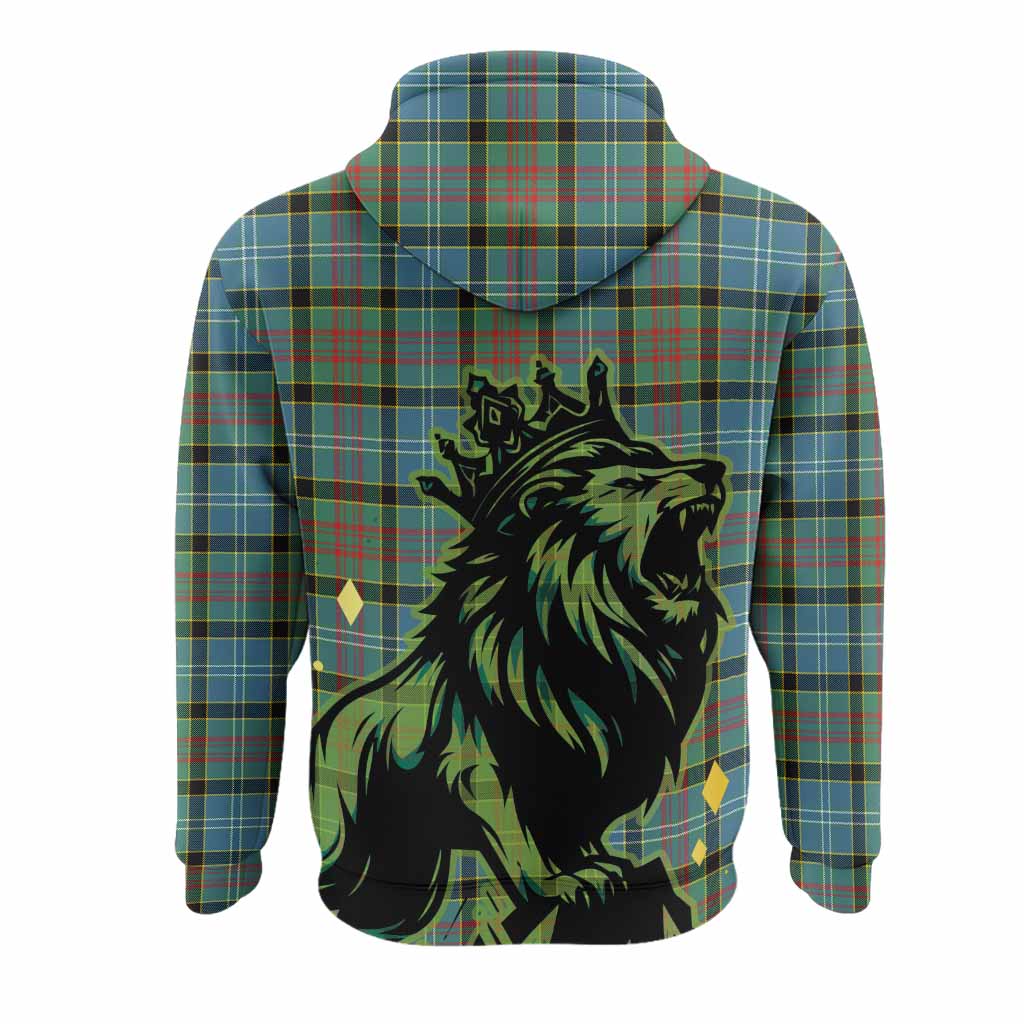 Cathcart Tartan Family Crest Hoodie Crowned Lion Roaring