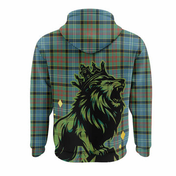 Cathcart Tartan Family Crest Hoodie Crowned Lion Roaring
