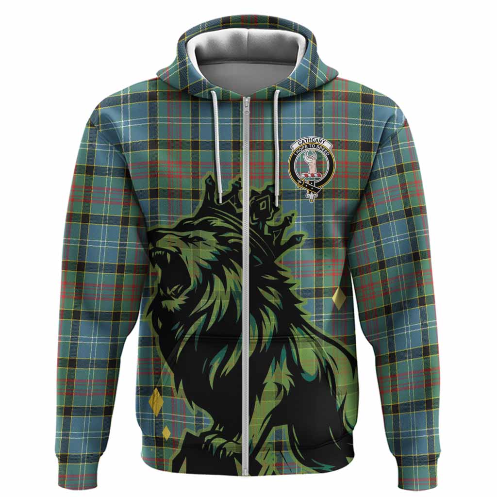 Cathcart Tartan Family Crest Hoodie Crowned Lion Roaring