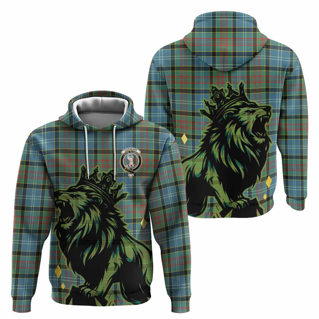 Cathcart Tartan Family Crest Hoodie Crowned Lion Roaring