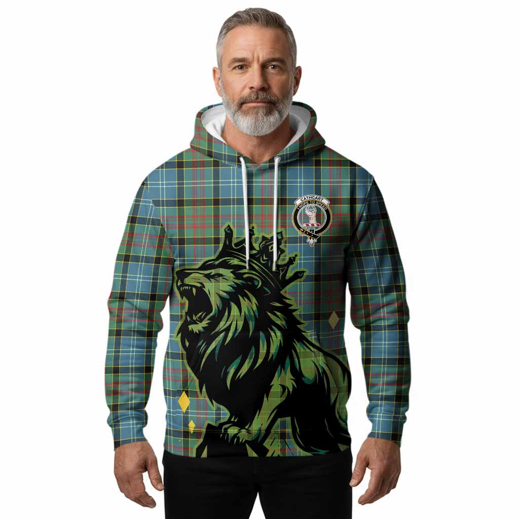 Cathcart Tartan Family Crest Hoodie Crowned Lion Roaring