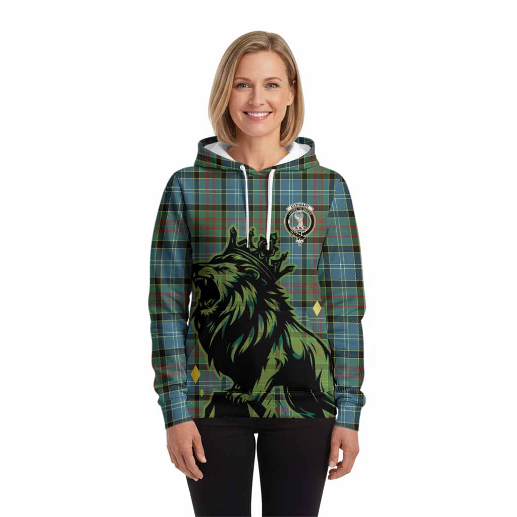 Cathcart Tartan Family Crest Hoodie Crowned Lion Roaring